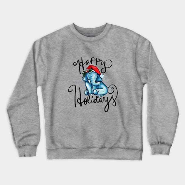 Happy Holidays elephant Crewneck Sweatshirt by bubbsnugg